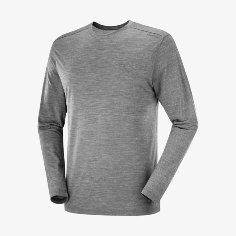 Camiseta Salomon Outlife Merino Blend Long Sleeve Hombre Grises | MX FHBO413